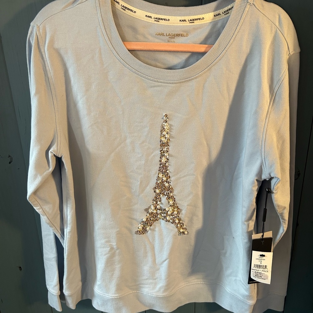 Karl Lagerfeld Blue Eiffel Tower Sweatshirt